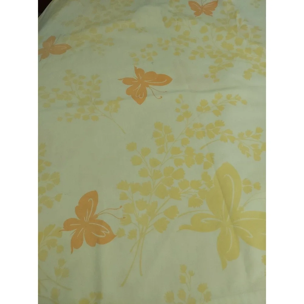 Vtg Springmaid Percale Double Sheet Fabric Mariposa Butterfly Yellow‎ 76x80 70s